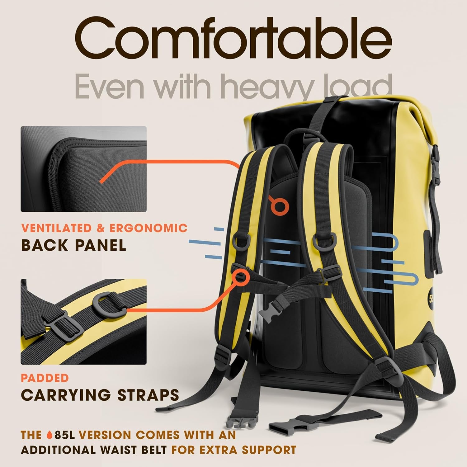 Waterproof Backpack - Heavy Duty Hiking Backpack - Roll-Top Closure Bag - Cushioned Dry Bag Waterproof Phone Case