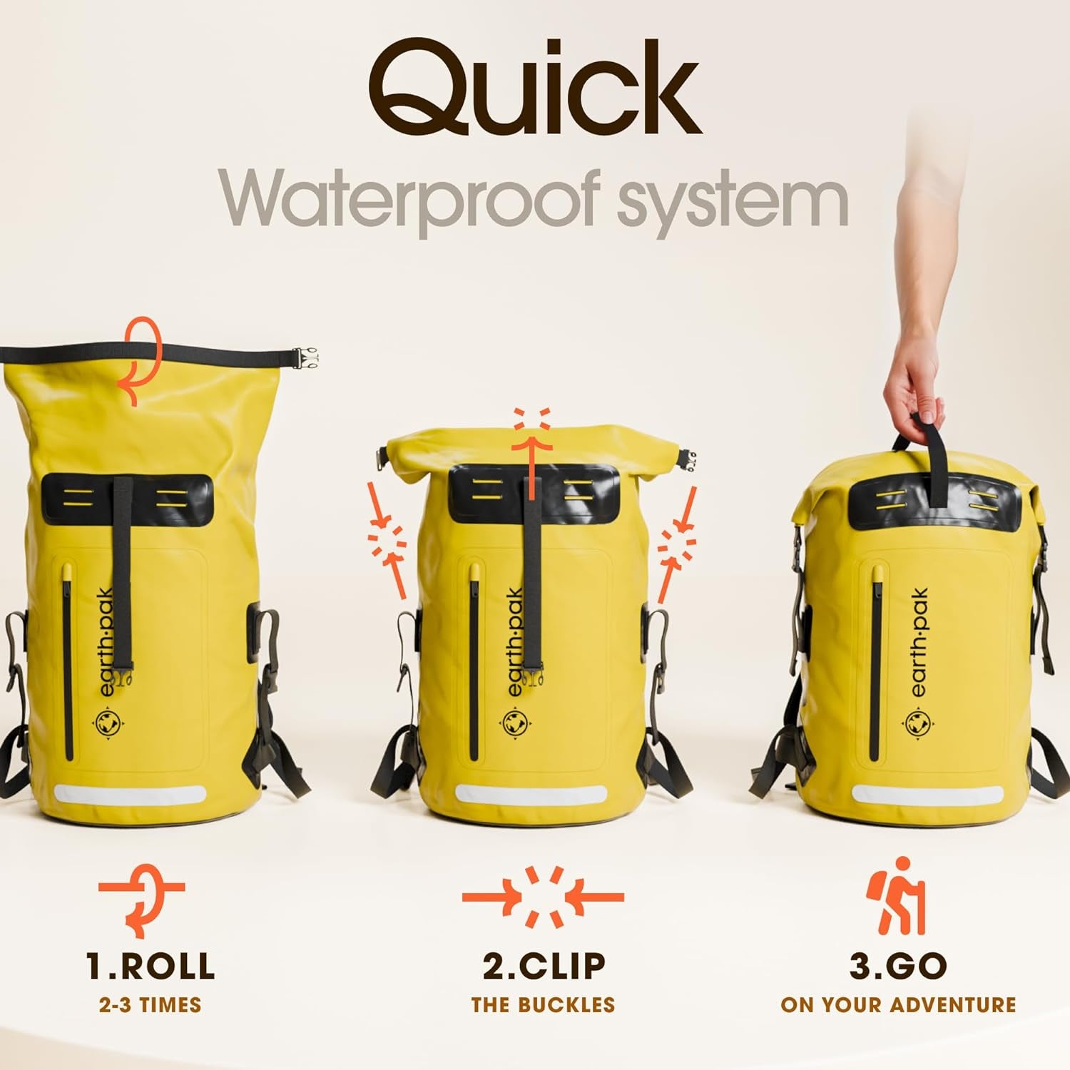 Waterproof Backpack - Heavy Duty Hiking Backpack - Roll-Top Closure Bag - Cushioned Dry Bag Waterproof Phone Case